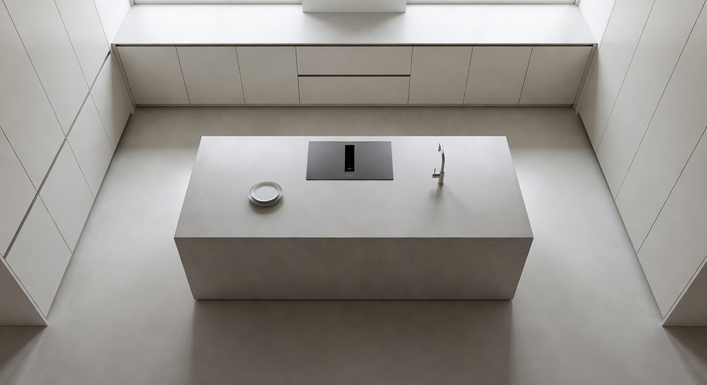 Aerial view of a minimal kitchen layout