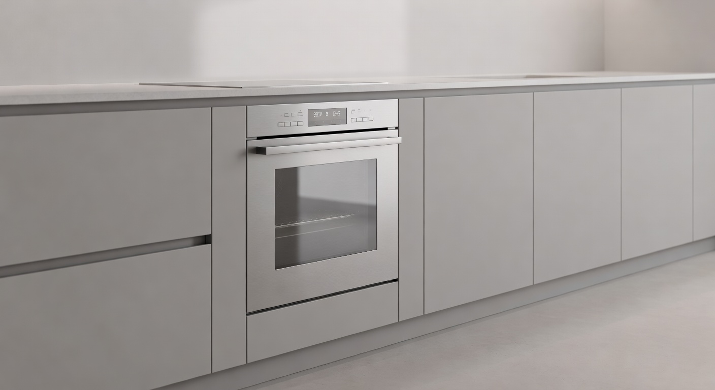 Built-in oven and stove in a minimal kitchen