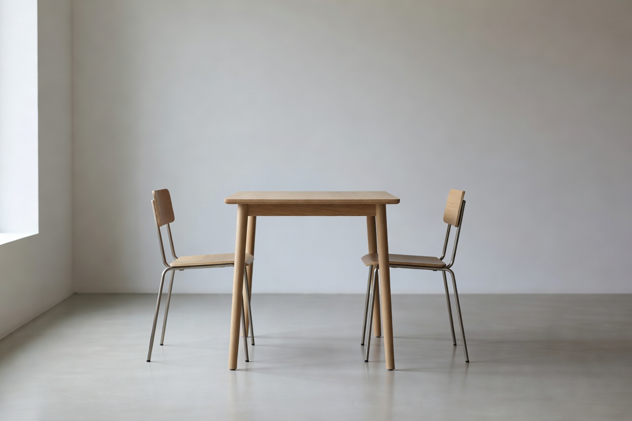 A minimal kitchen with dining space for sharing meals