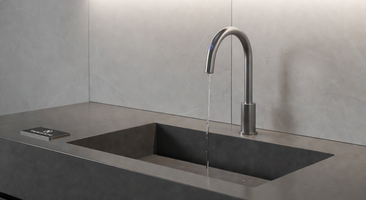 A touchless modern faucet — minimal kitchen detail