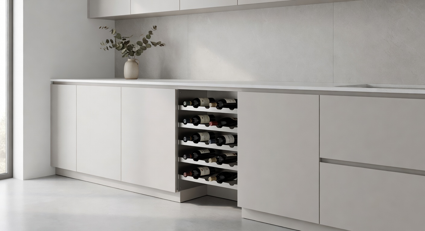 An under-counter wine rack maximising space